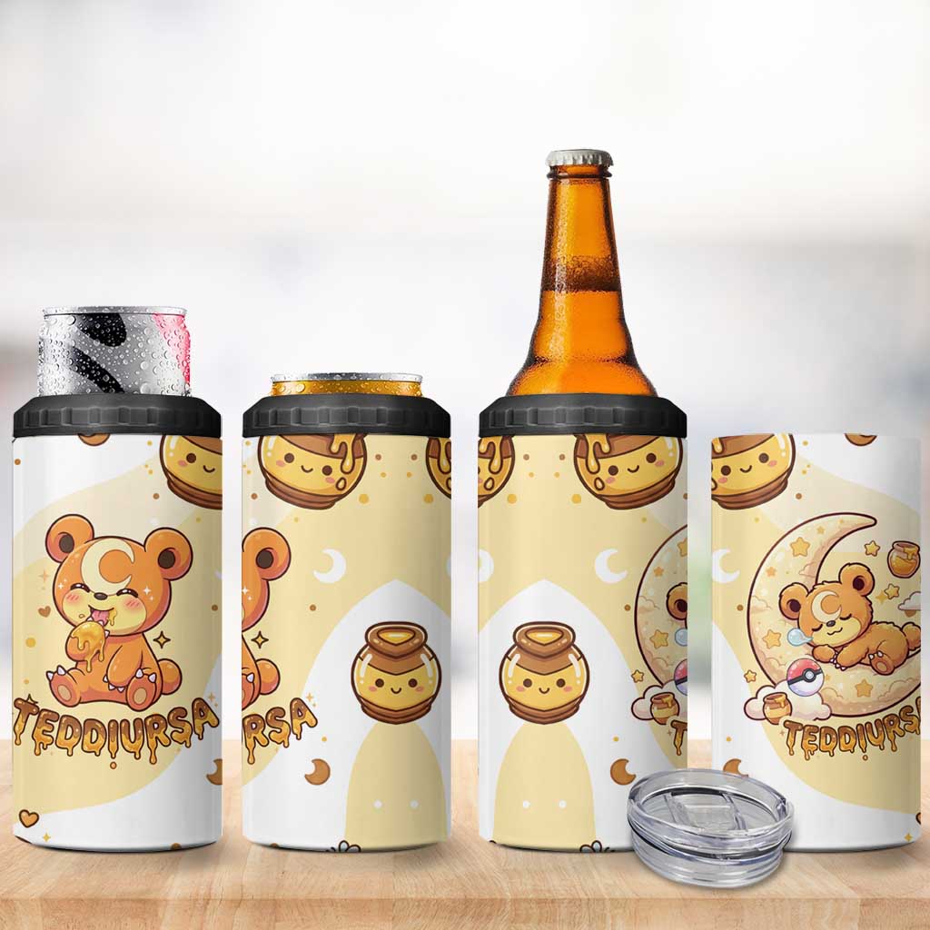 Teddiursa 4 in 1 Can Cooler Tumbler Sweet Honey Moon Kawaii Art