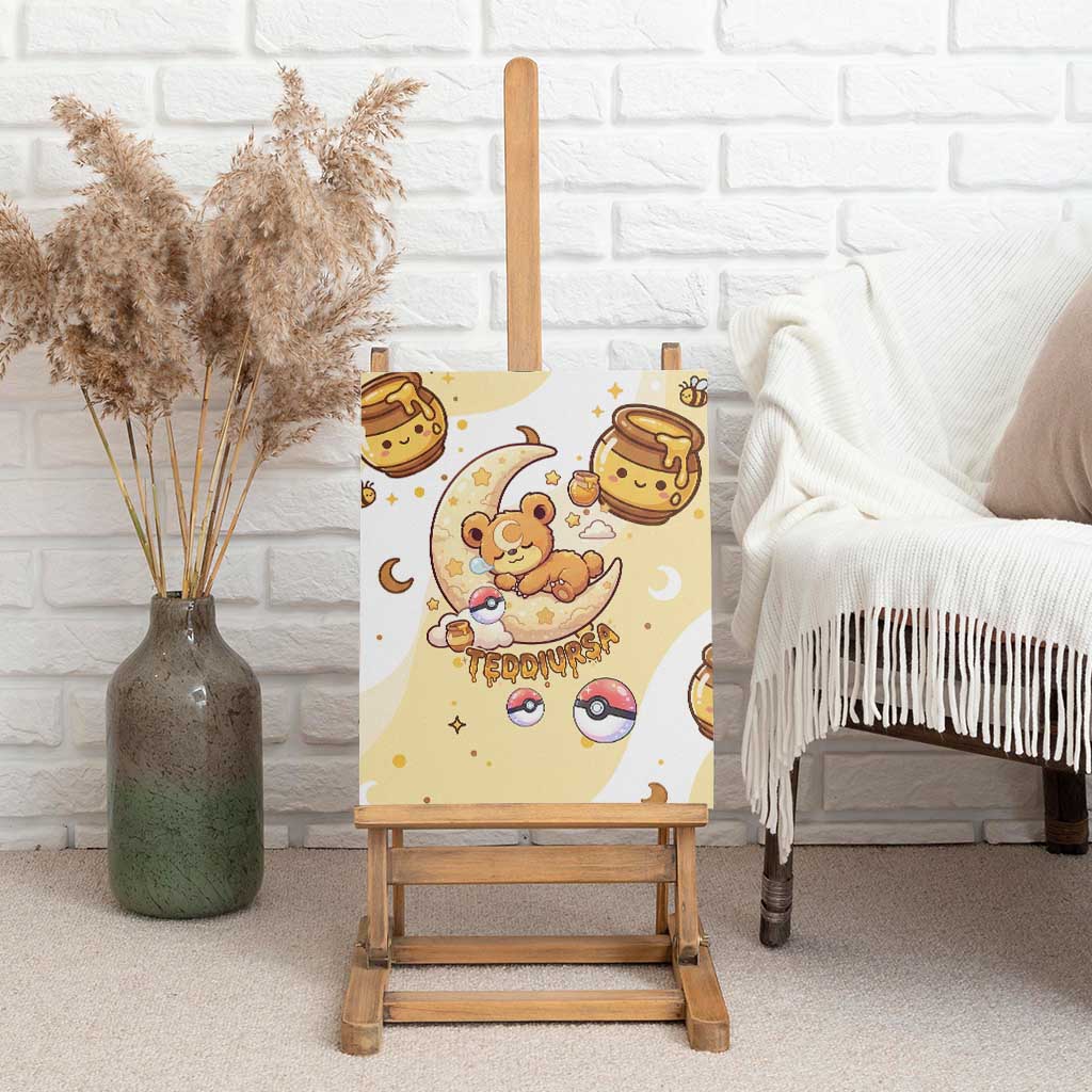Teddiursa Canvas Wall Art Sweet Honey Moon Kawaii Art
