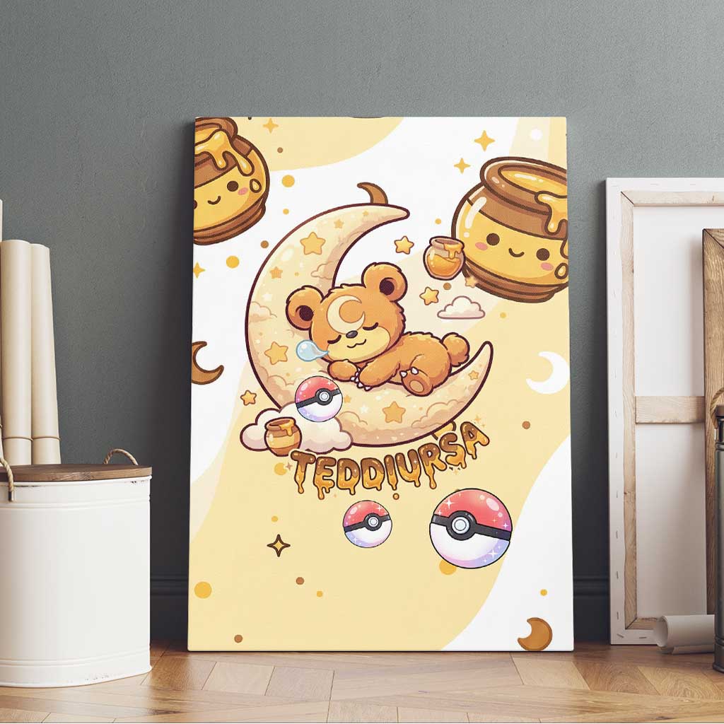 Teddiursa Canvas Wall Art Sweet Honey Moon Kawaii Art