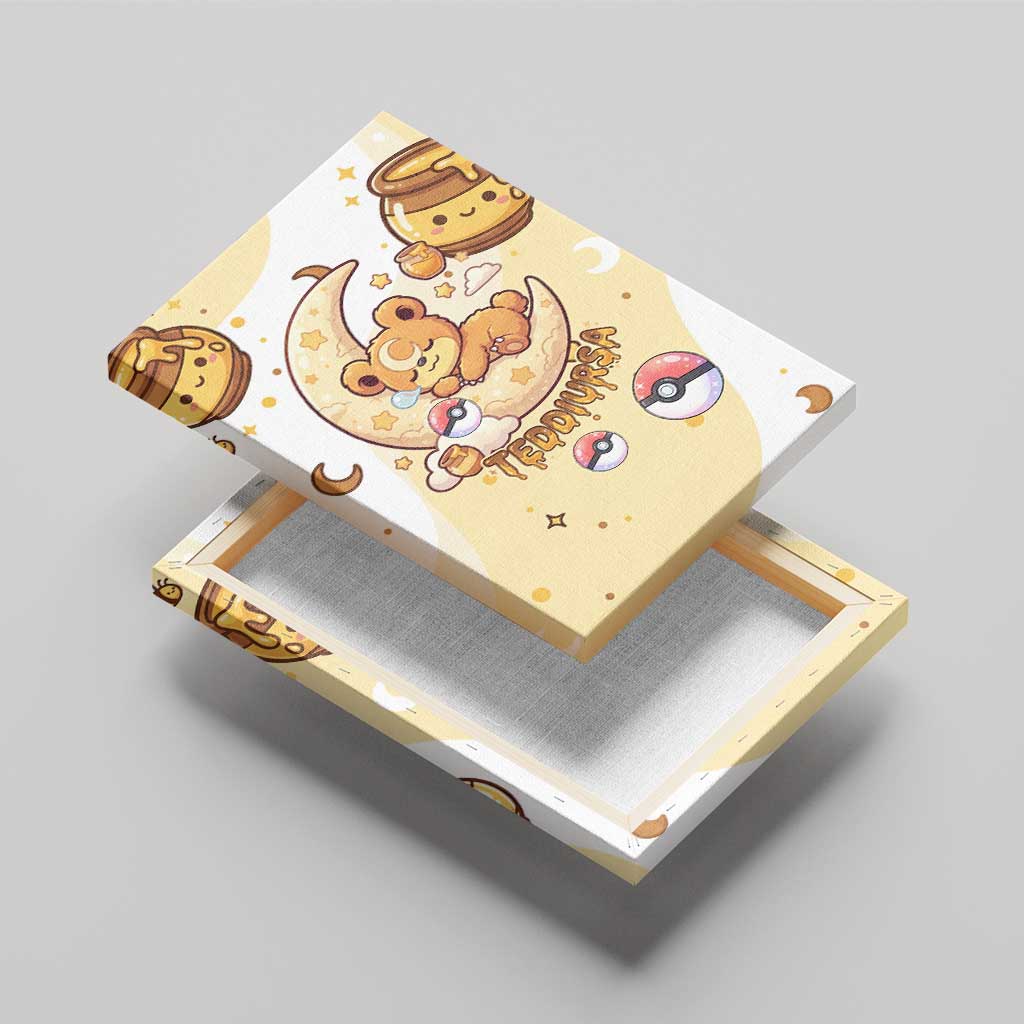 Teddiursa Canvas Wall Art Sweet Honey Moon Kawaii Art