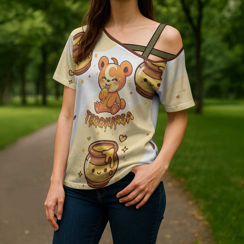 Teddiursa Cross Shoulder Shirt Sweet Honey Moon Kawaii Art