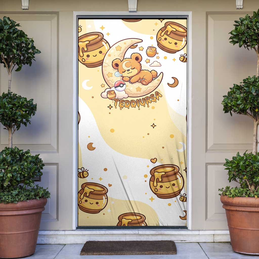 Teddiursa Door Cover Sweet Honey Moon Kawaii Art