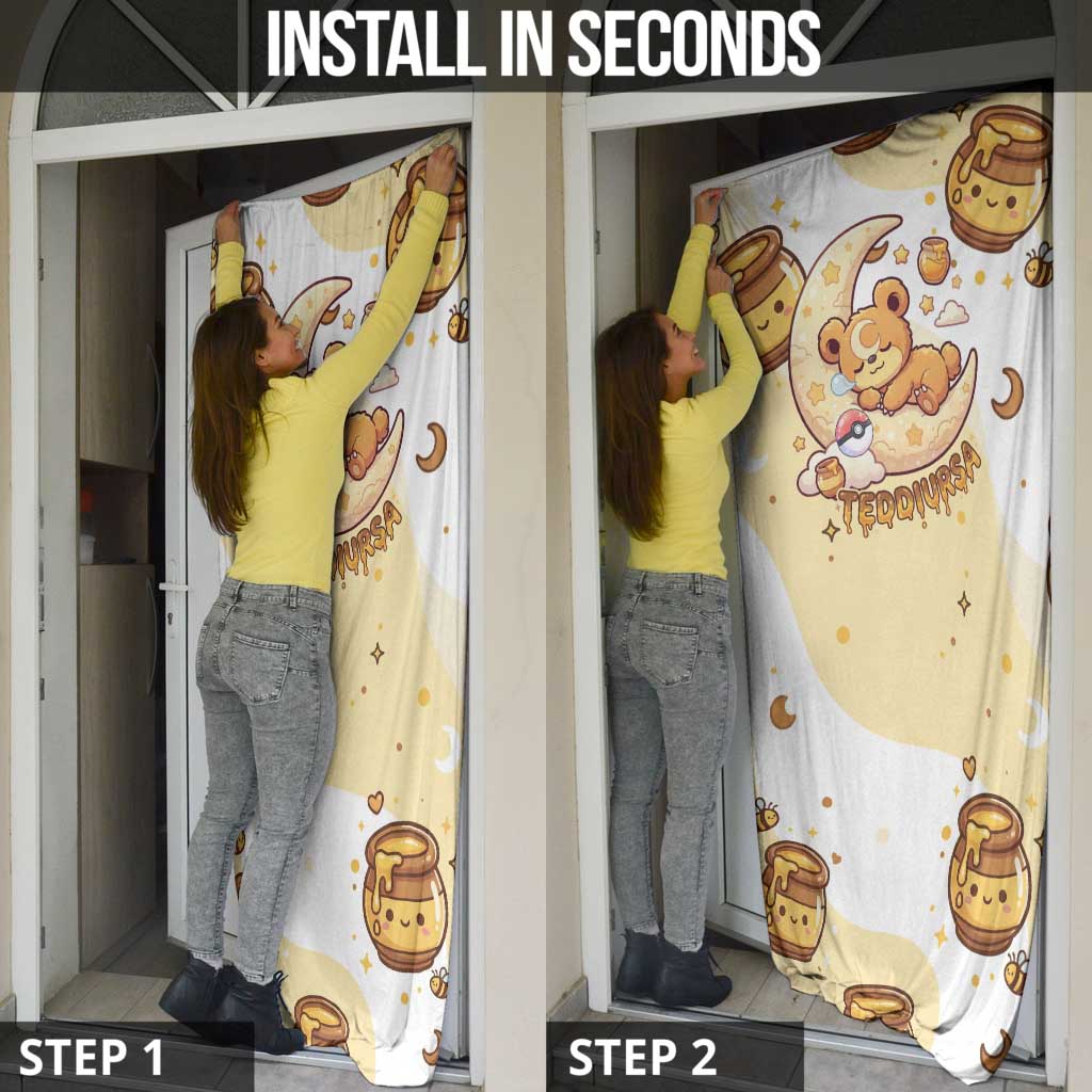 Teddiursa Door Cover Sweet Honey Moon Kawaii Art