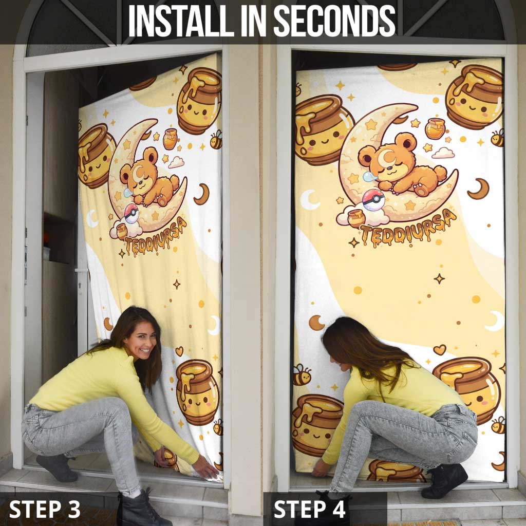 Teddiursa Door Cover Sweet Honey Moon Kawaii Art