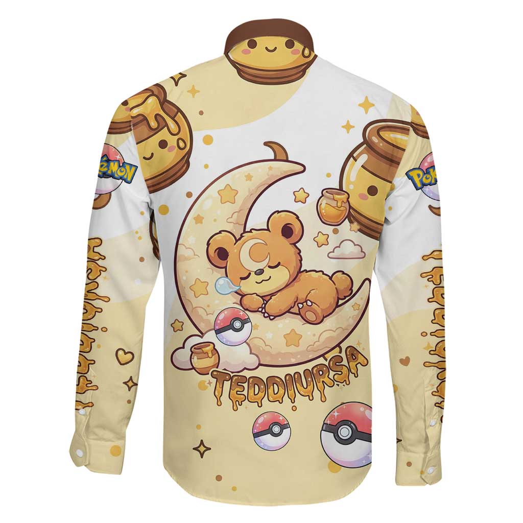 Teddiursa Family Matching Long Sleeve Bodycon Dress and Hawaiian Shirt Sweet Honey Moon Kawaii Art