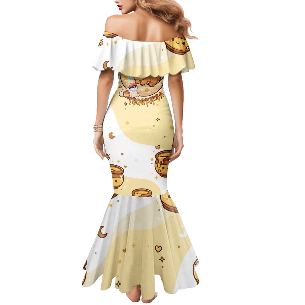 Teddiursa Family Matching Mermaid Dress and Hawaiian Shirt Sweet Honey Moon Kawaii Art