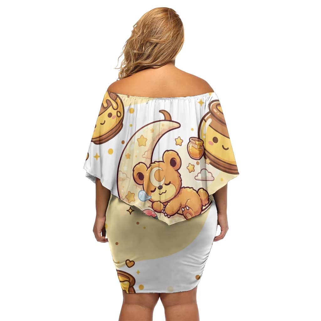 Teddiursa Family Matching Off Shoulder Short Dress and Hawaiian Shirt Sweet Honey Moon Kawaii Art