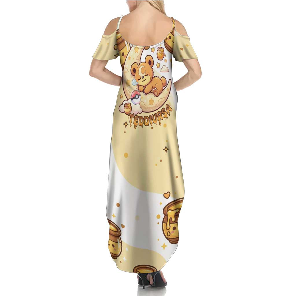 Teddiursa Family Matching Summer Maxi Dress and Hawaiian Shirt Sweet Honey Moon Kawaii Art