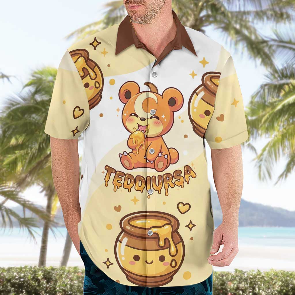 Teddiursa Hawaiian Shirt Sweet Honey Moon Kawaii Art