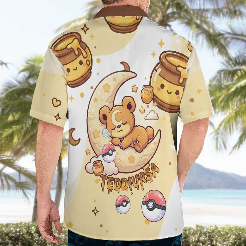 Teddiursa Hawaiian Shirt Sweet Honey Moon Kawaii Art