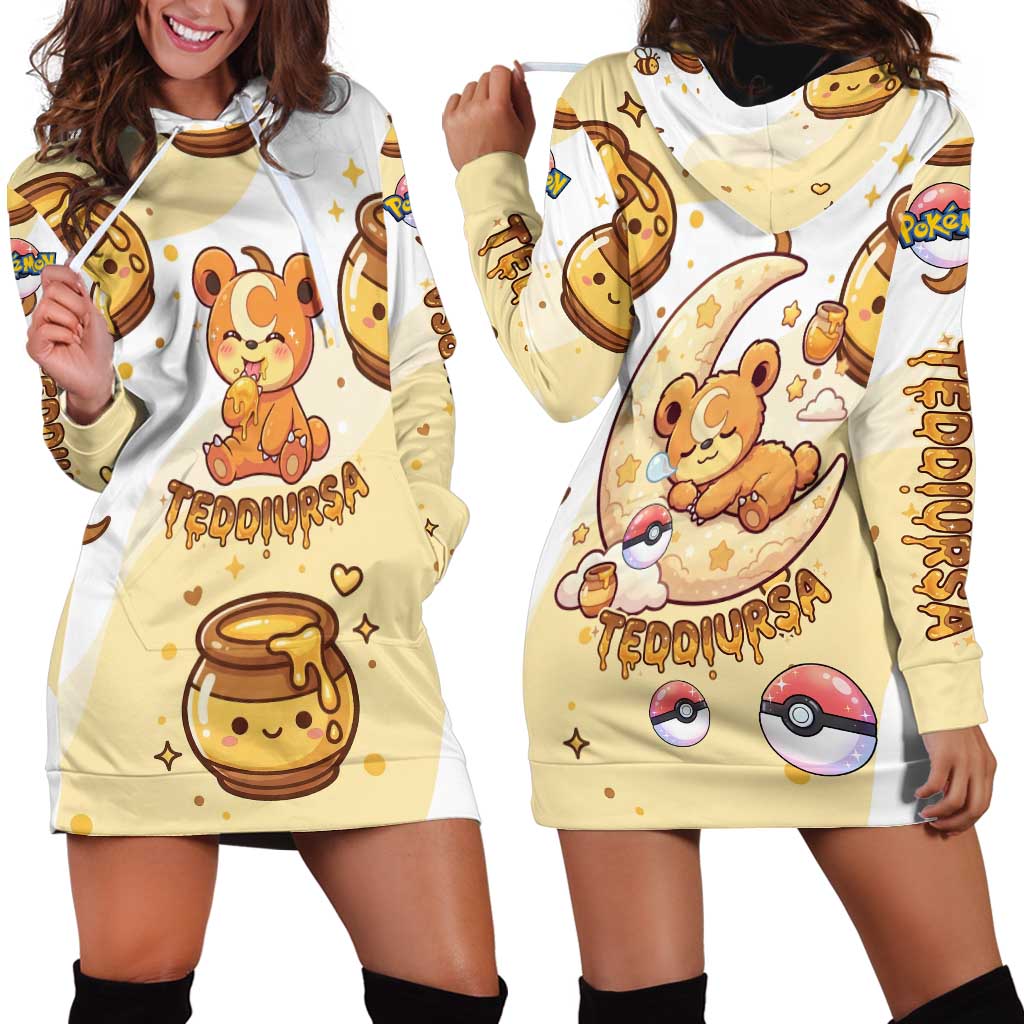 Teddiursa Hoodie Dress Sweet Honey Moon Kawaii Art