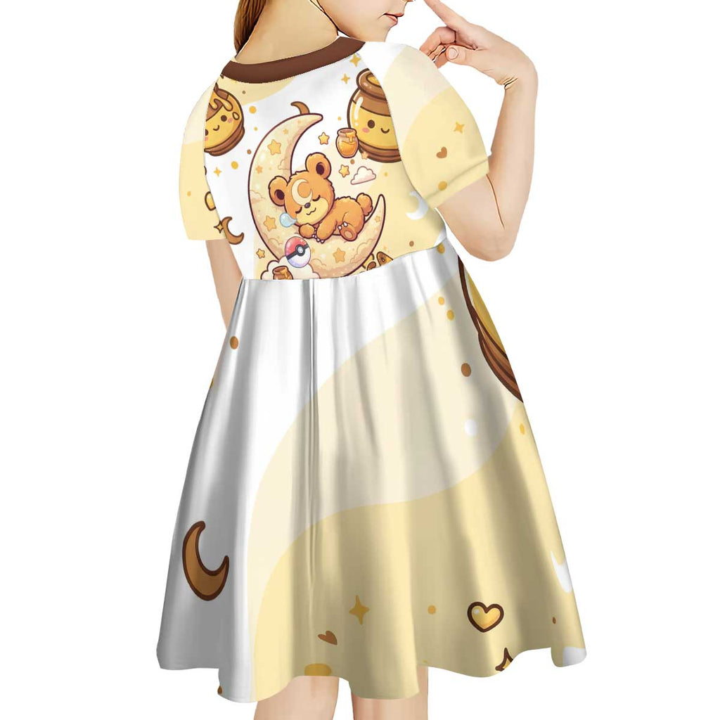 Teddiursa Kid Short Sleeve Dress Sweet Honey Moon Kawaii Art