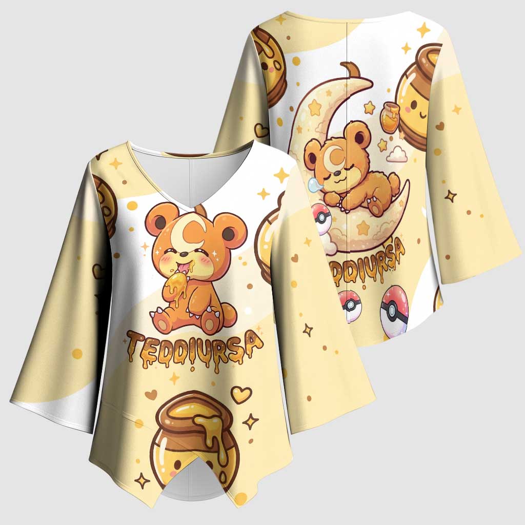 Teddiursa Kimono Sleeve Blouse Sweet Honey Moon Kawaii Art