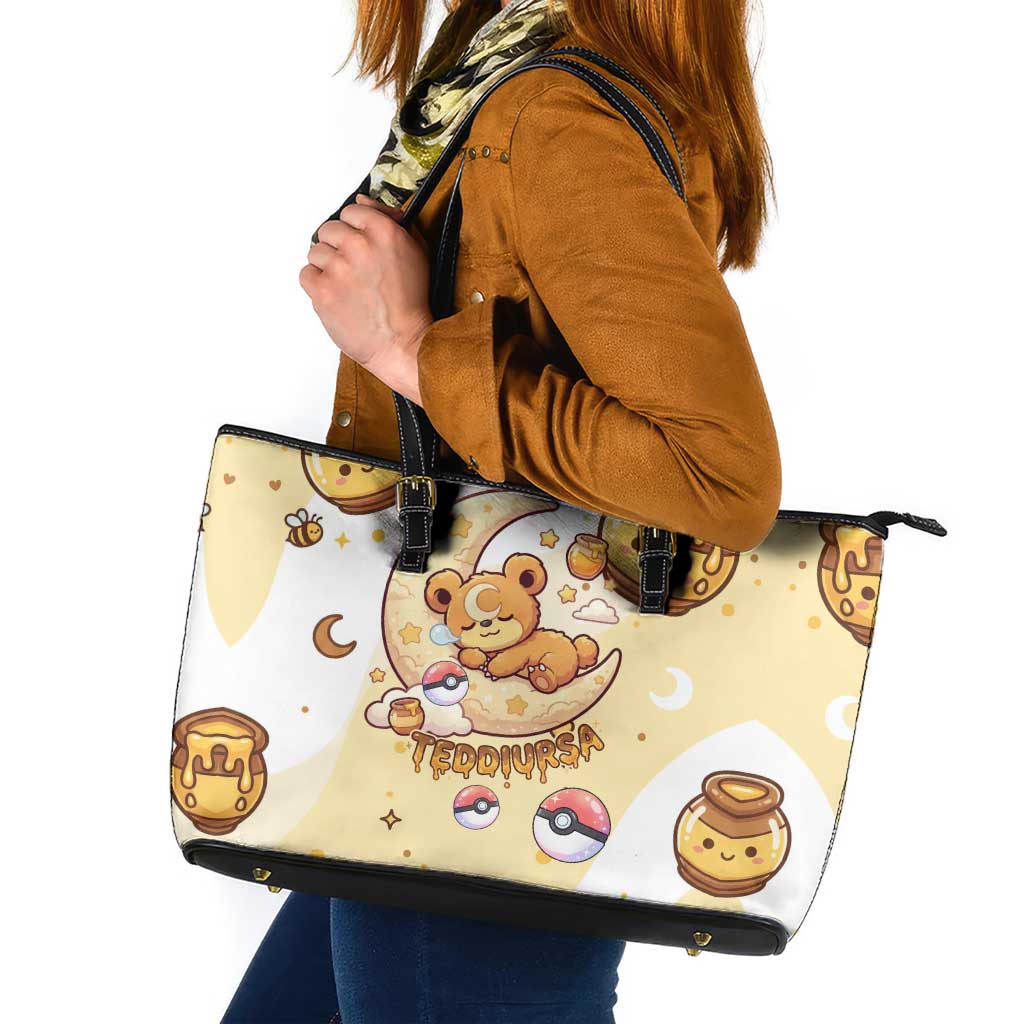 Teddiursa Leather Tote Bag Sweet Honey Moon Kawaii Art