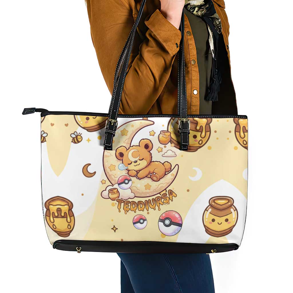 Teddiursa Leather Tote Bag Sweet Honey Moon Kawaii Art