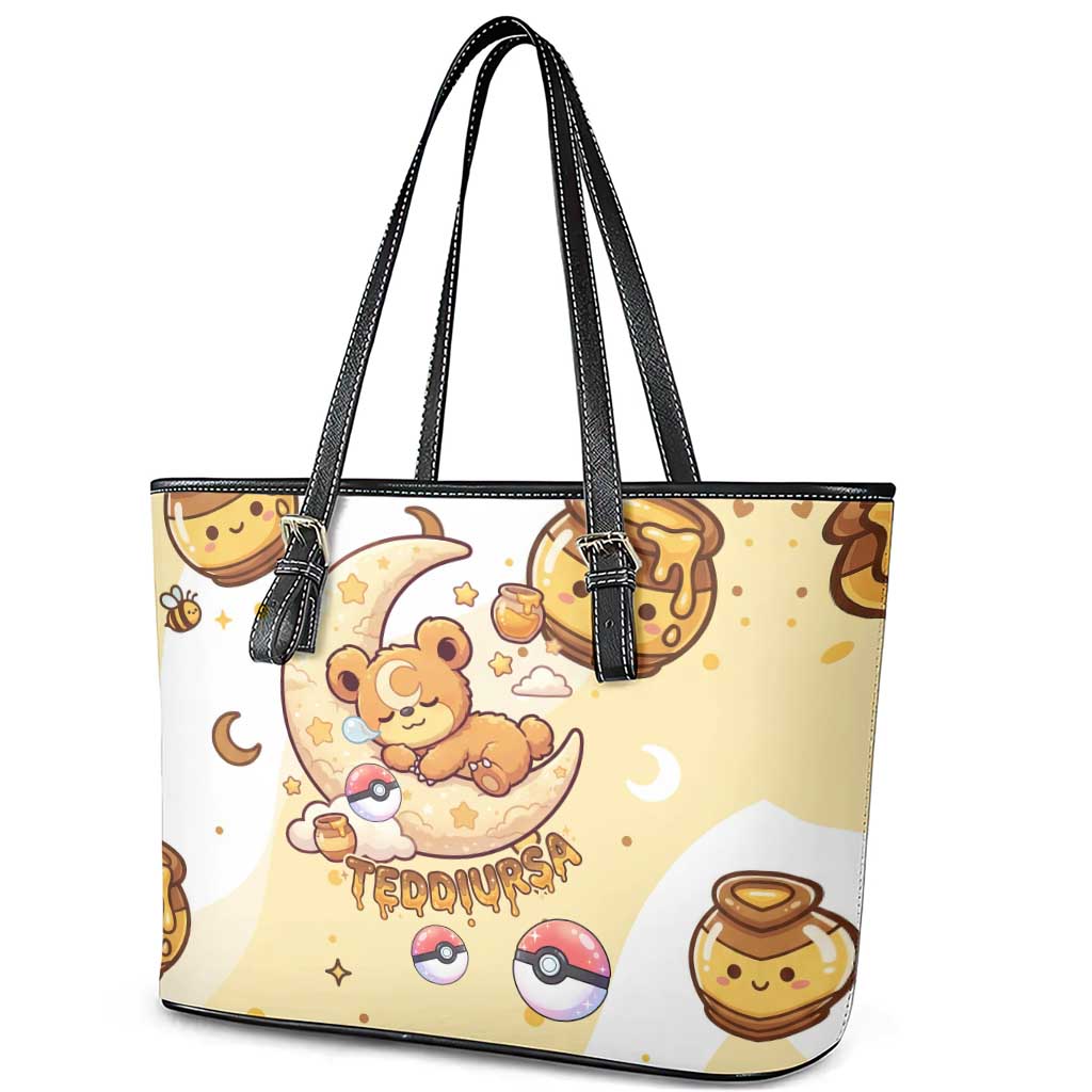 Teddiursa Leather Tote Bag Sweet Honey Moon Kawaii Art