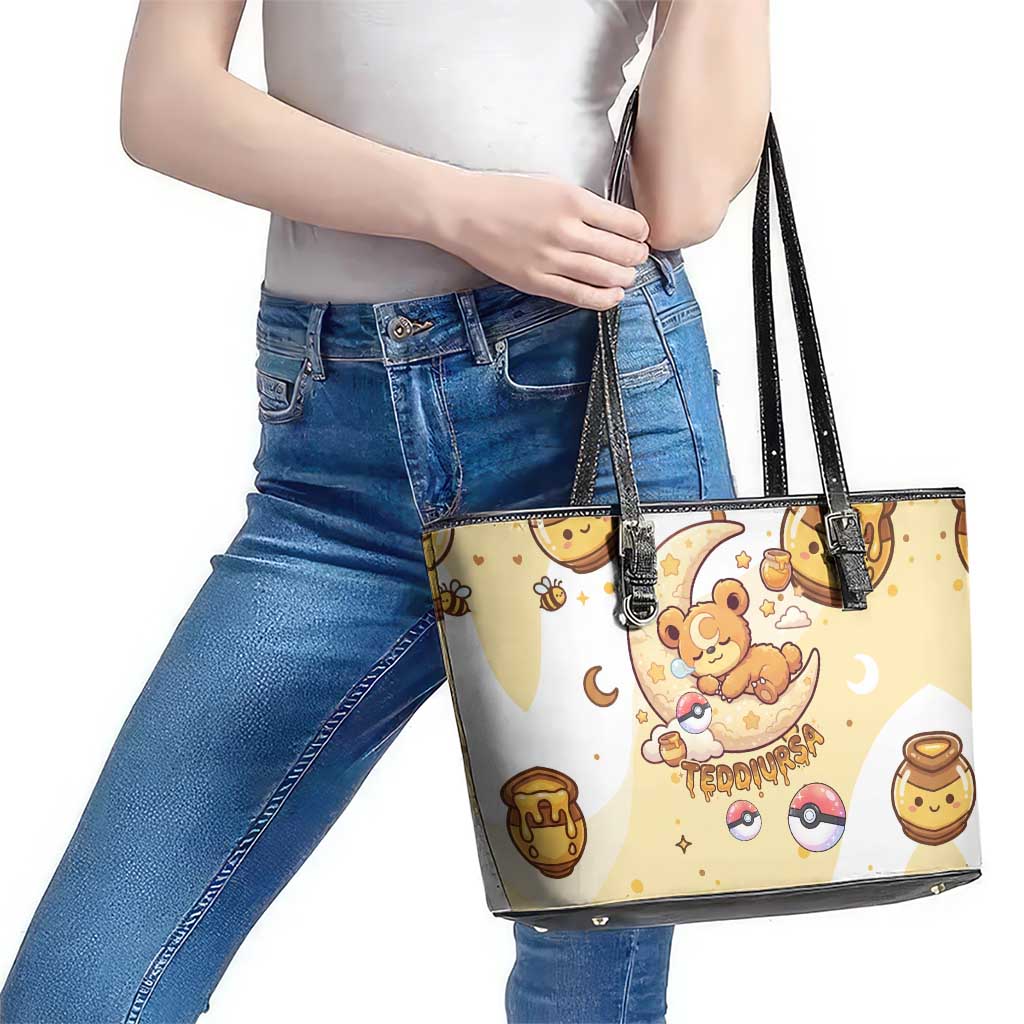 Teddiursa Leather Tote Bag Sweet Honey Moon Kawaii Art