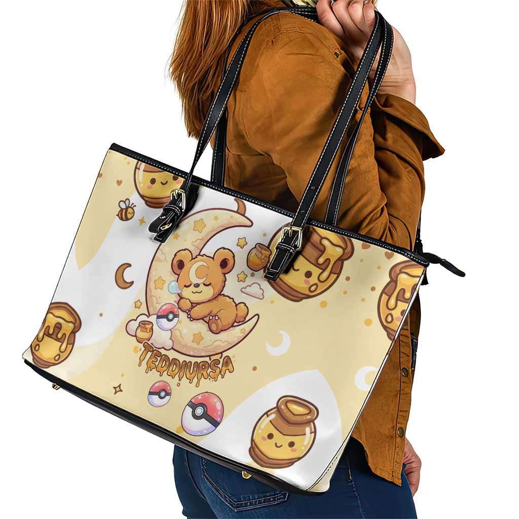 Teddiursa Leather Tote Bag Sweet Honey Moon Kawaii Art