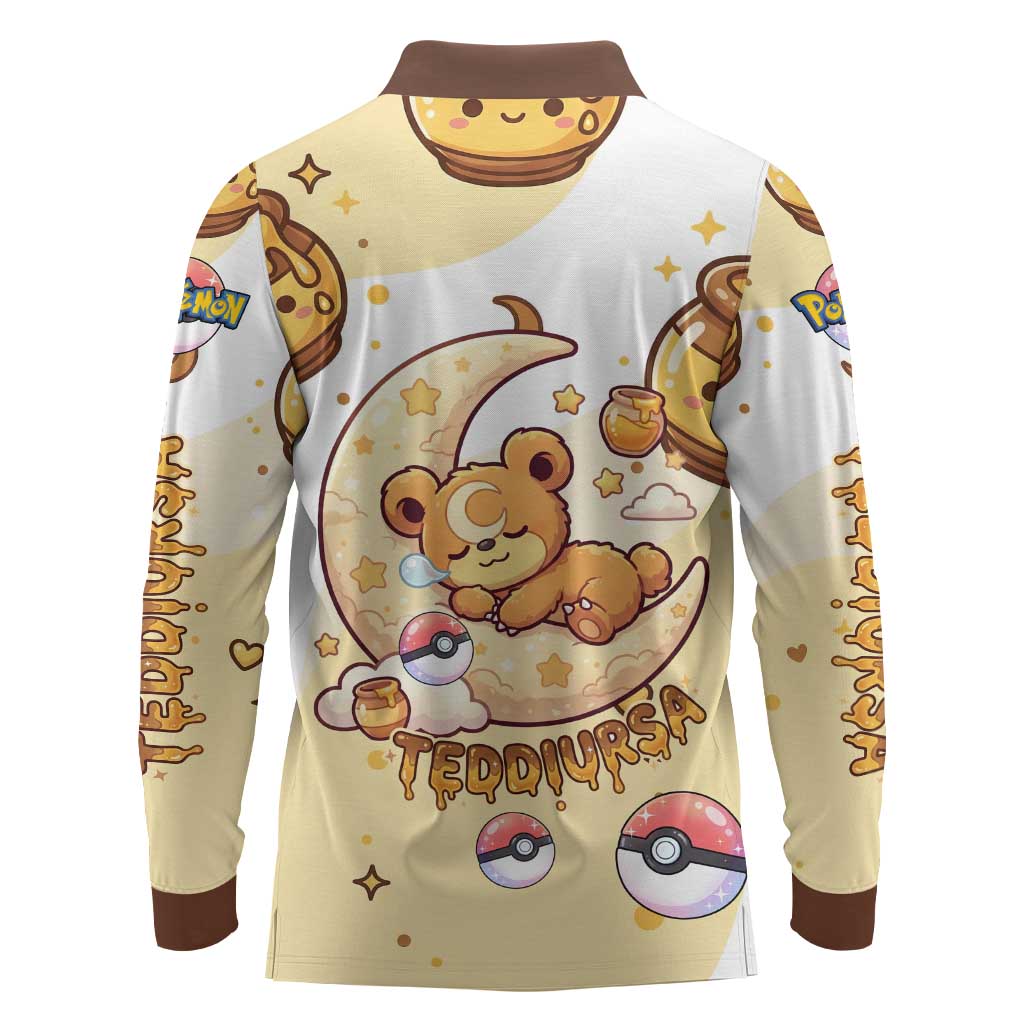 Teddiursa Long Sleeve Polo Shirt Sweet Honey Moon Kawaii Art