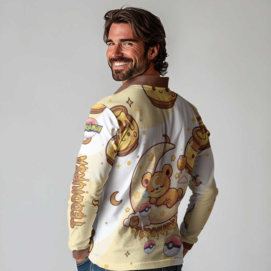 Teddiursa Long Sleeve Polo Shirt Sweet Honey Moon Kawaii Art