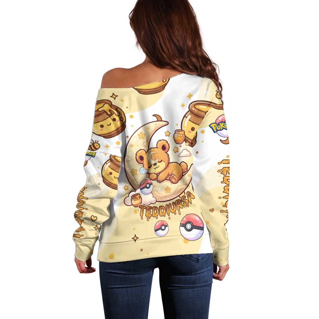 Teddiursa Off Shoulder Sweater Sweet Honey Moon Kawaii Art