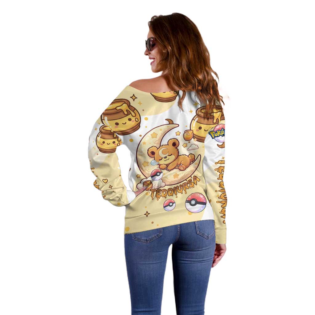Teddiursa Off Shoulder Sweater Sweet Honey Moon Kawaii Art