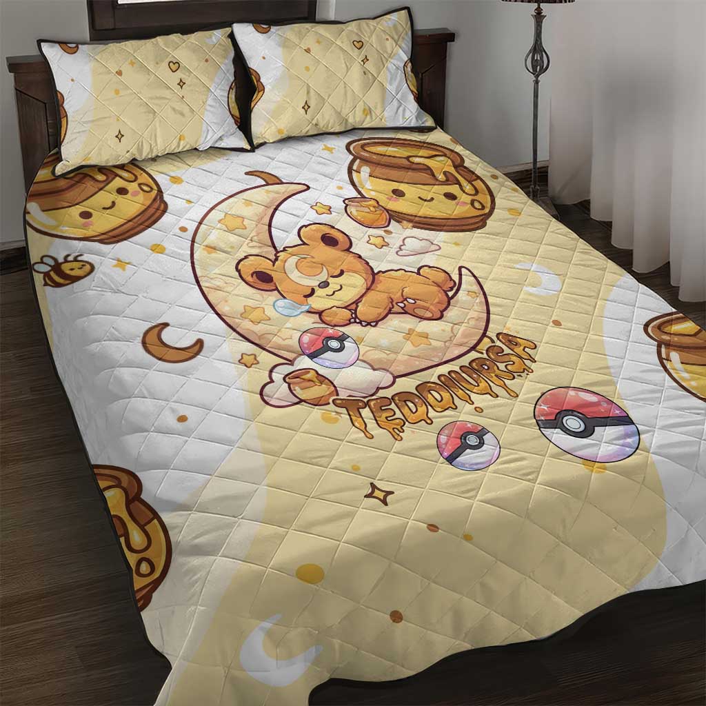 Teddiursa Quilt Bed Set Sweet Honey Moon Kawaii Art