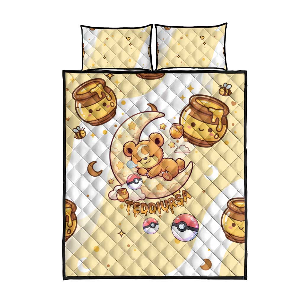 Teddiursa Quilt Bed Set Sweet Honey Moon Kawaii Art