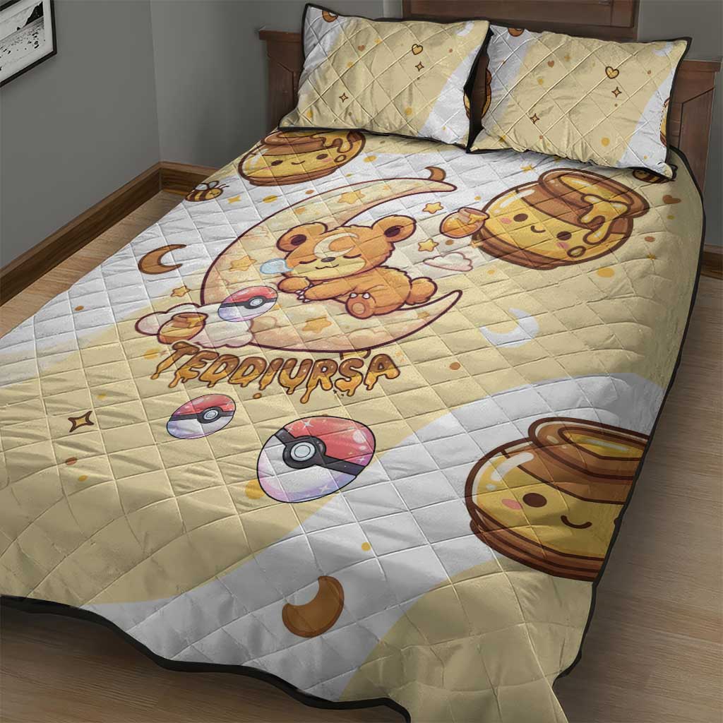 Teddiursa Quilt Bed Set Sweet Honey Moon Kawaii Art