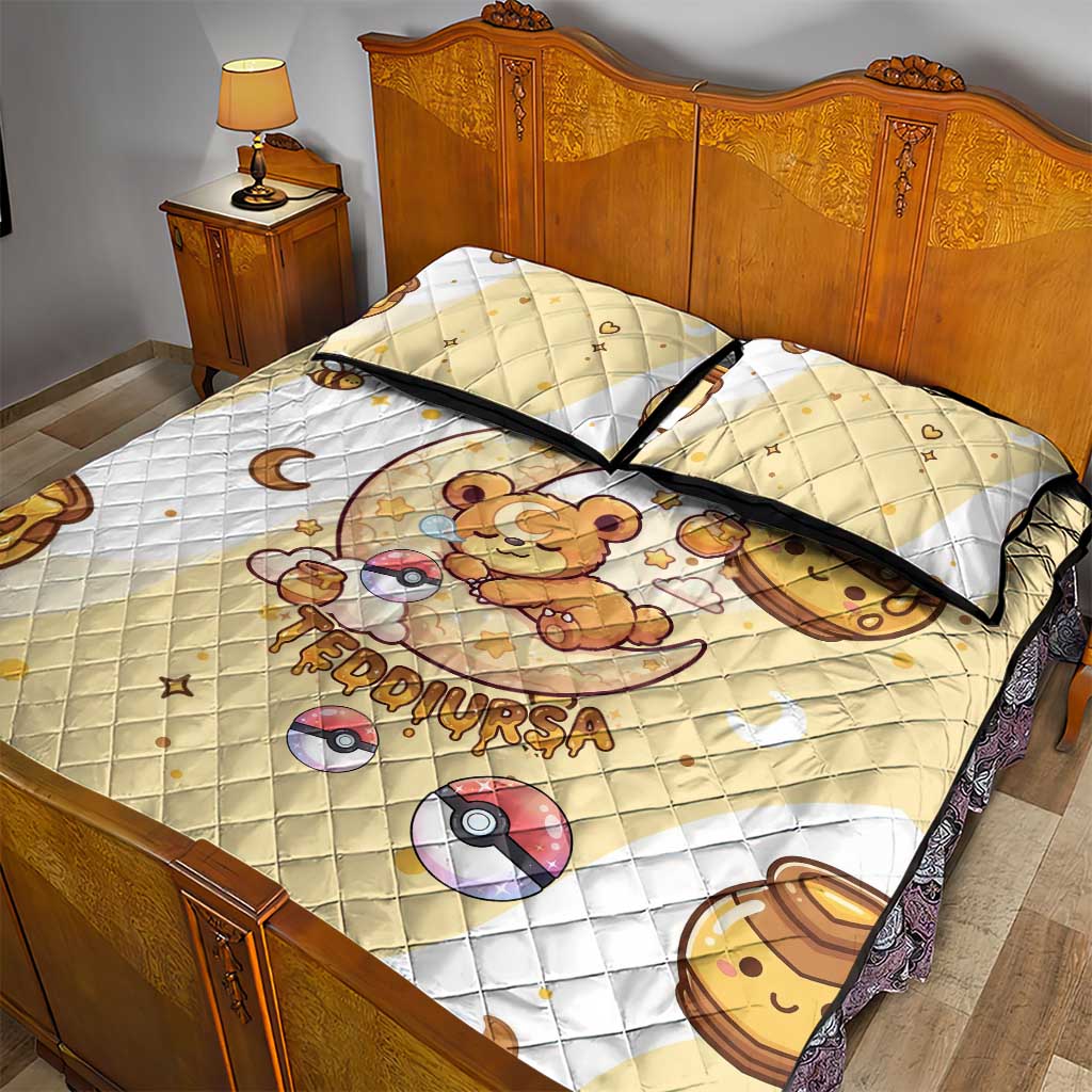 Teddiursa Quilt Bed Set Sweet Honey Moon Kawaii Art