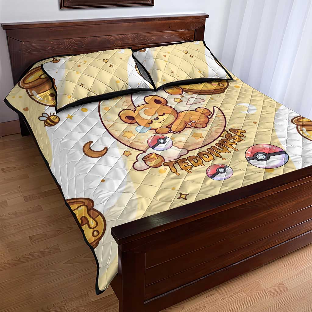 Teddiursa Quilt Bed Set Sweet Honey Moon Kawaii Art