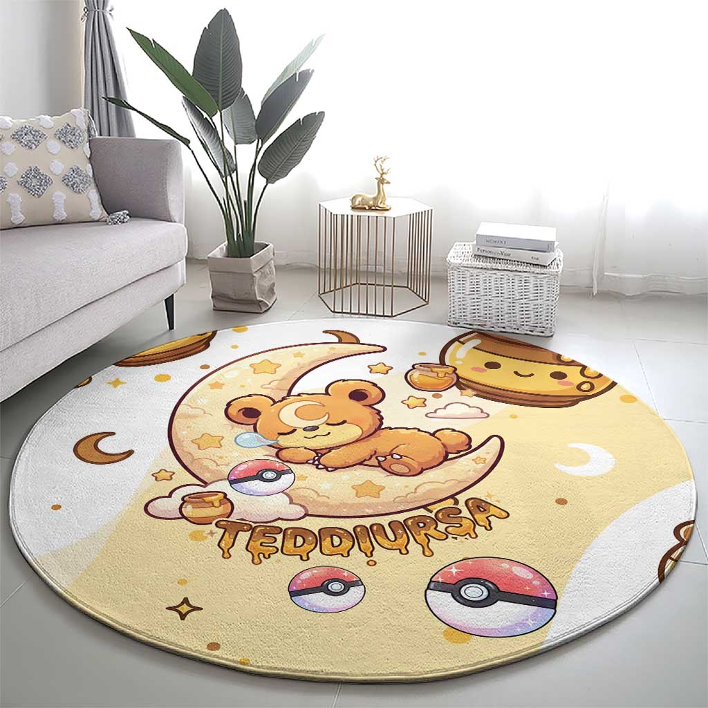 Teddiursa Round Carpet Sweet Honey Moon Kawaii Art