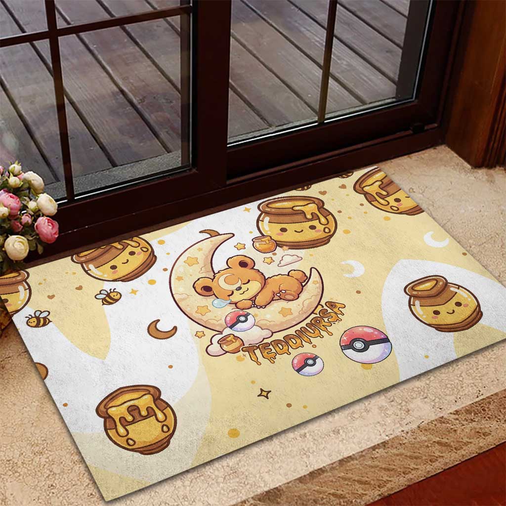 Teddiursa Rubber Doormat Sweet Honey Moon Kawaii Art