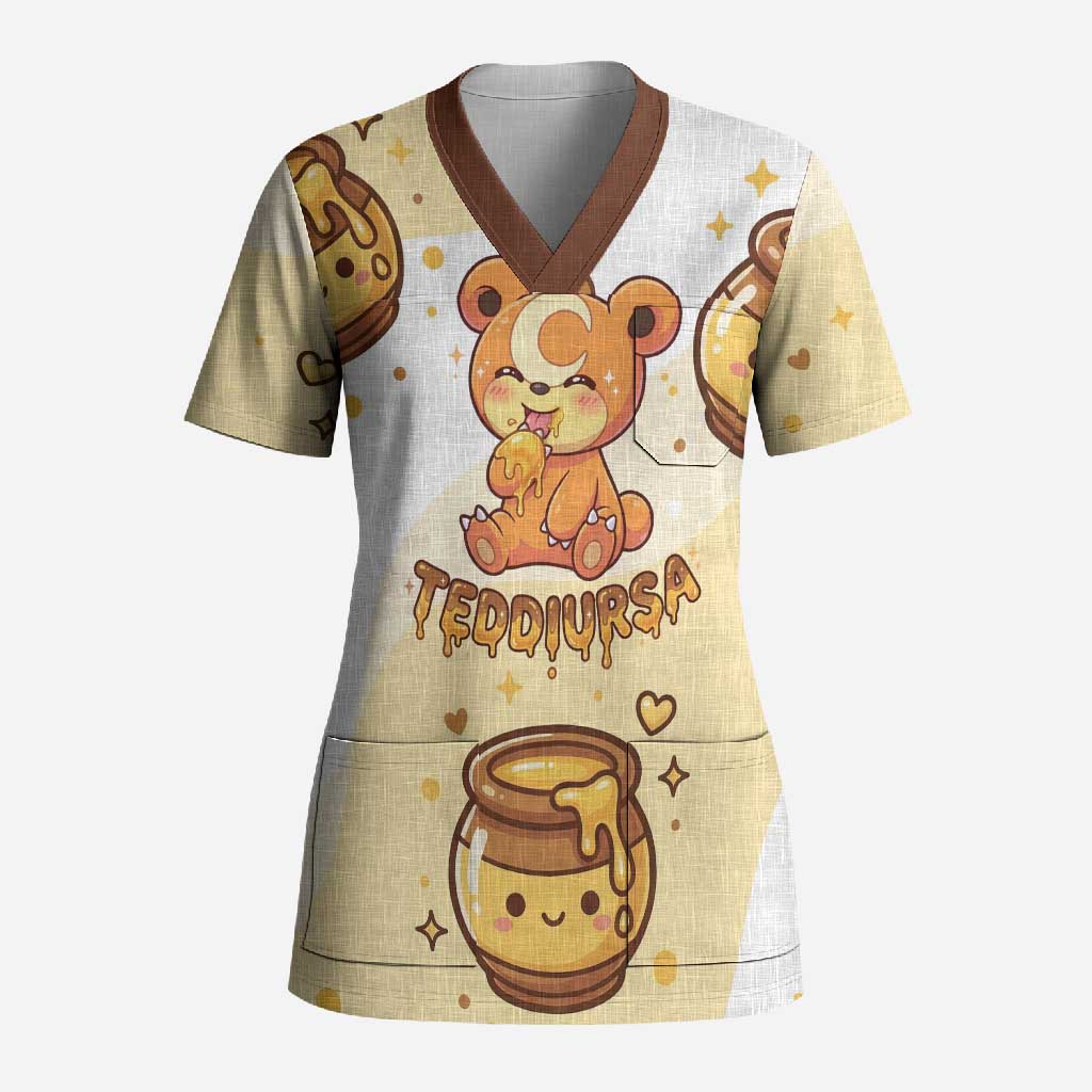 Teddiursa Scrub Top Sweet Honey Moon Kawaii Art
