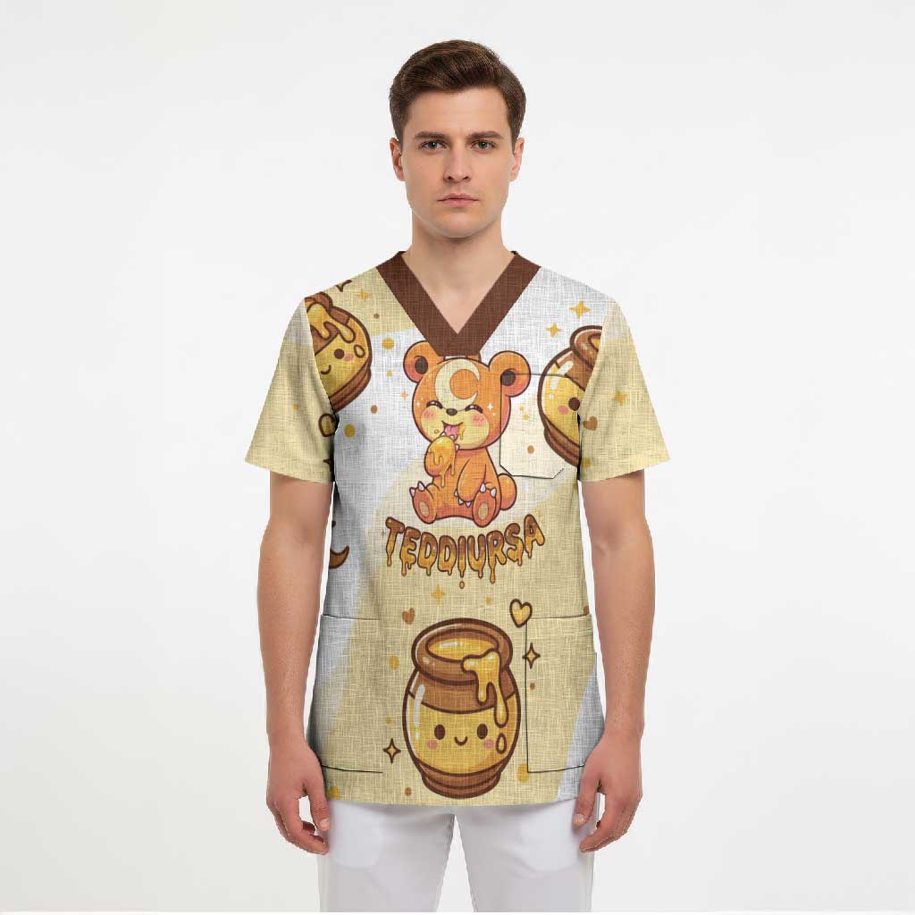 Teddiursa Scrub Top Sweet Honey Moon Kawaii Art