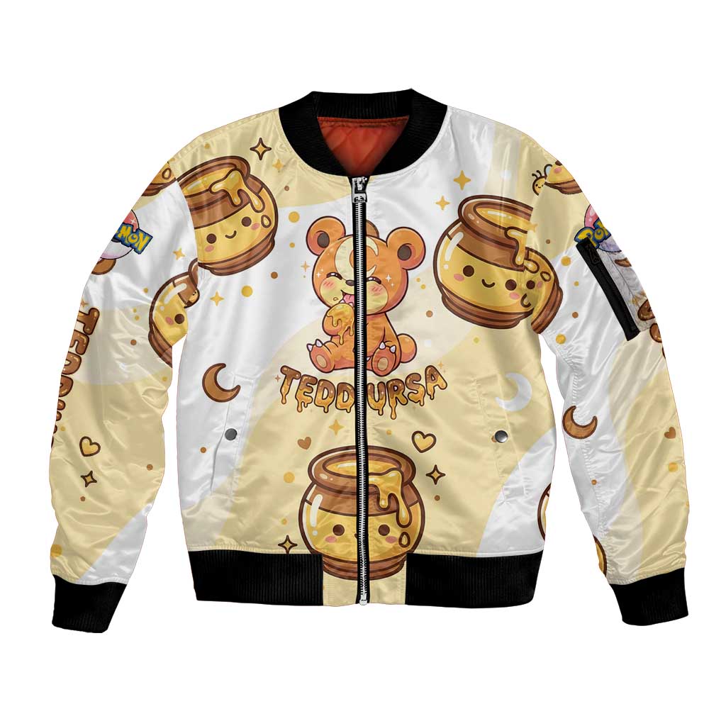 Teddiursa Sleeve Zip Bomber Jacket Sweet Honey Moon Kawaii Art