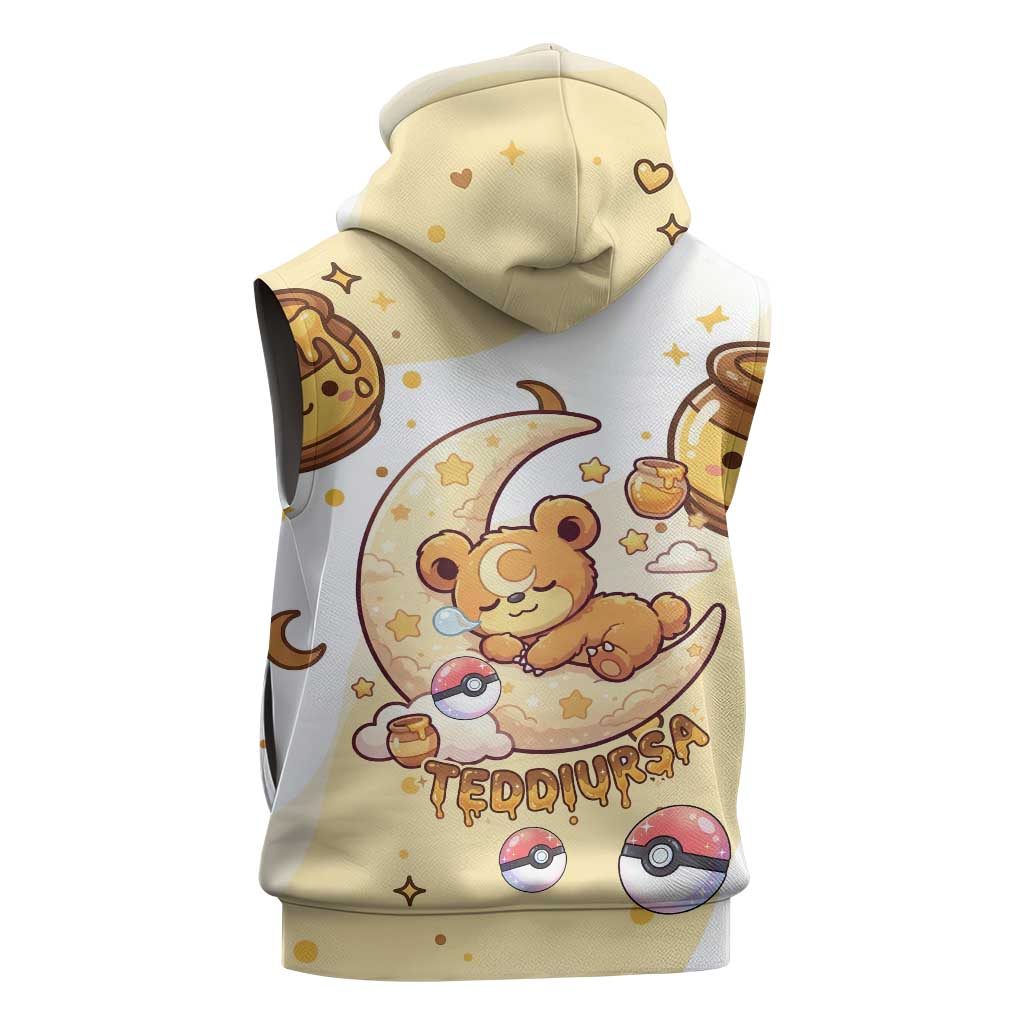 Teddiursa Sleeveless Zip Hoodie Sweet Honey Moon Kawaii Art