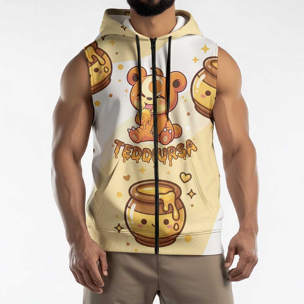Teddiursa Sleeveless Zip Hoodie Sweet Honey Moon Kawaii Art