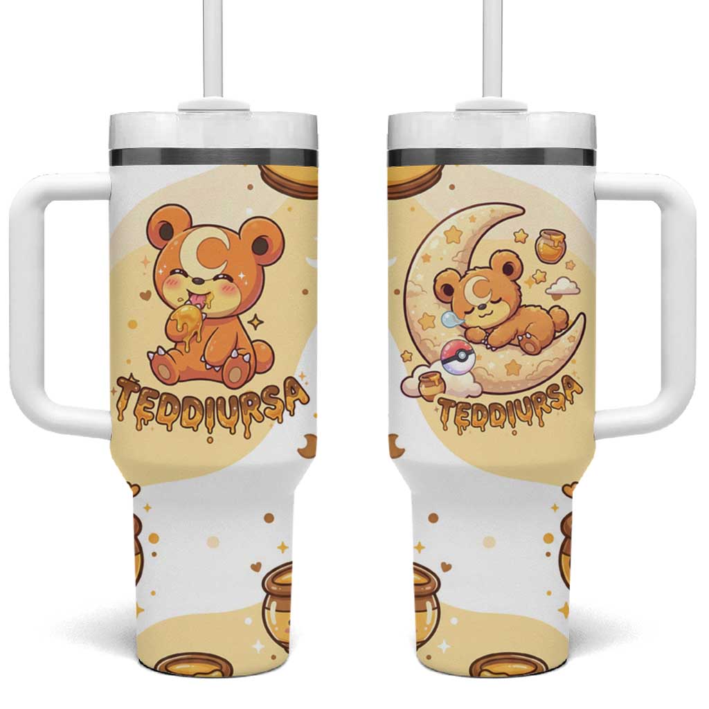 Teddiursa Tumbler With Handle Sweet Honey Moon Kawaii Art