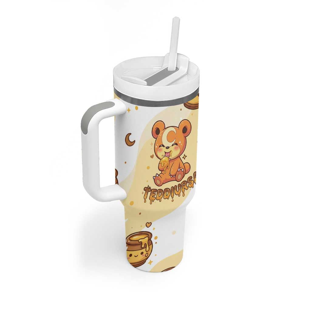Teddiursa Tumbler With Handle Sweet Honey Moon Kawaii Art