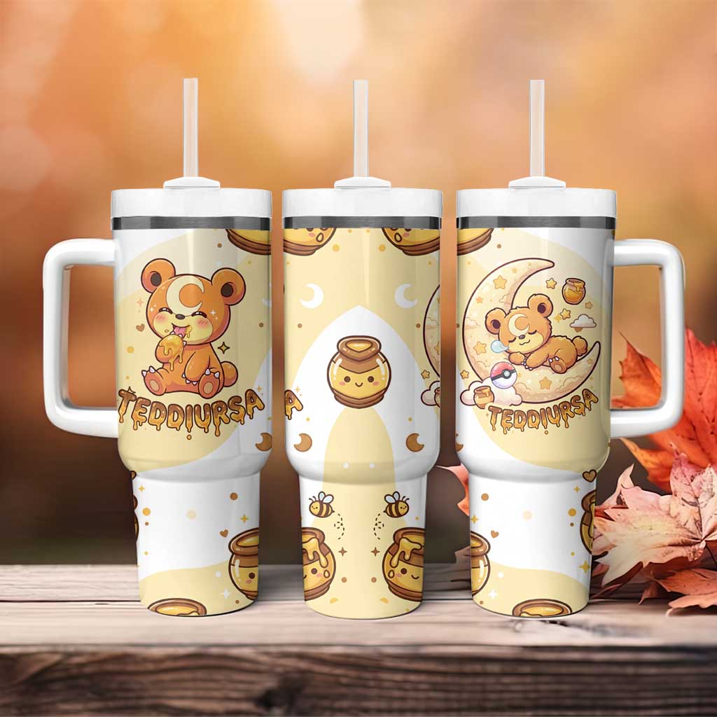 Teddiursa Tumbler With Handle Sweet Honey Moon Kawaii Art