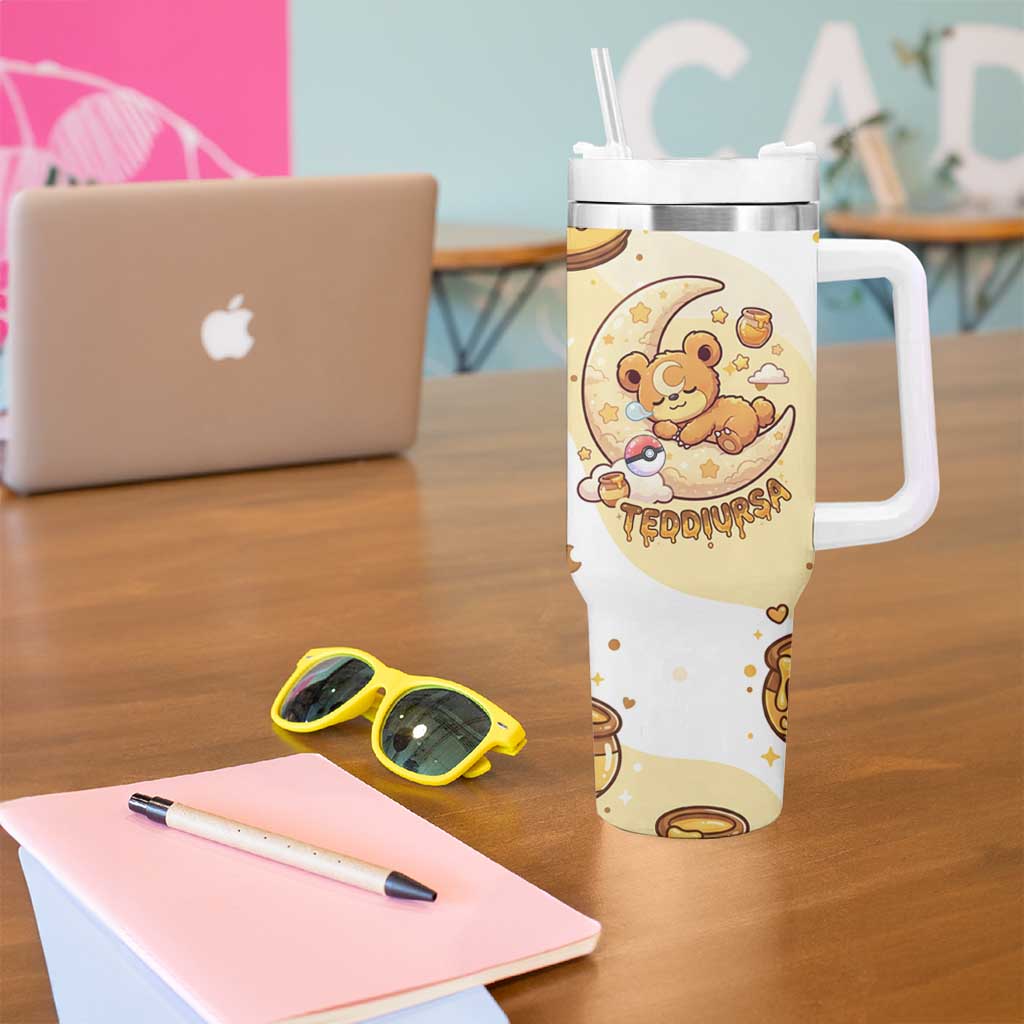 Teddiursa Tumbler With Handle Sweet Honey Moon Kawaii Art