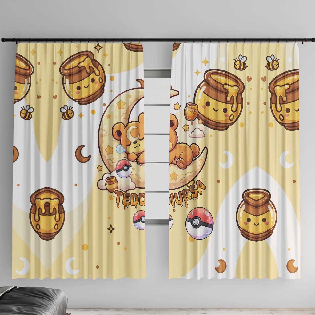 Teddiursa Window Curtain Sweet Honey Moon Kawaii Art