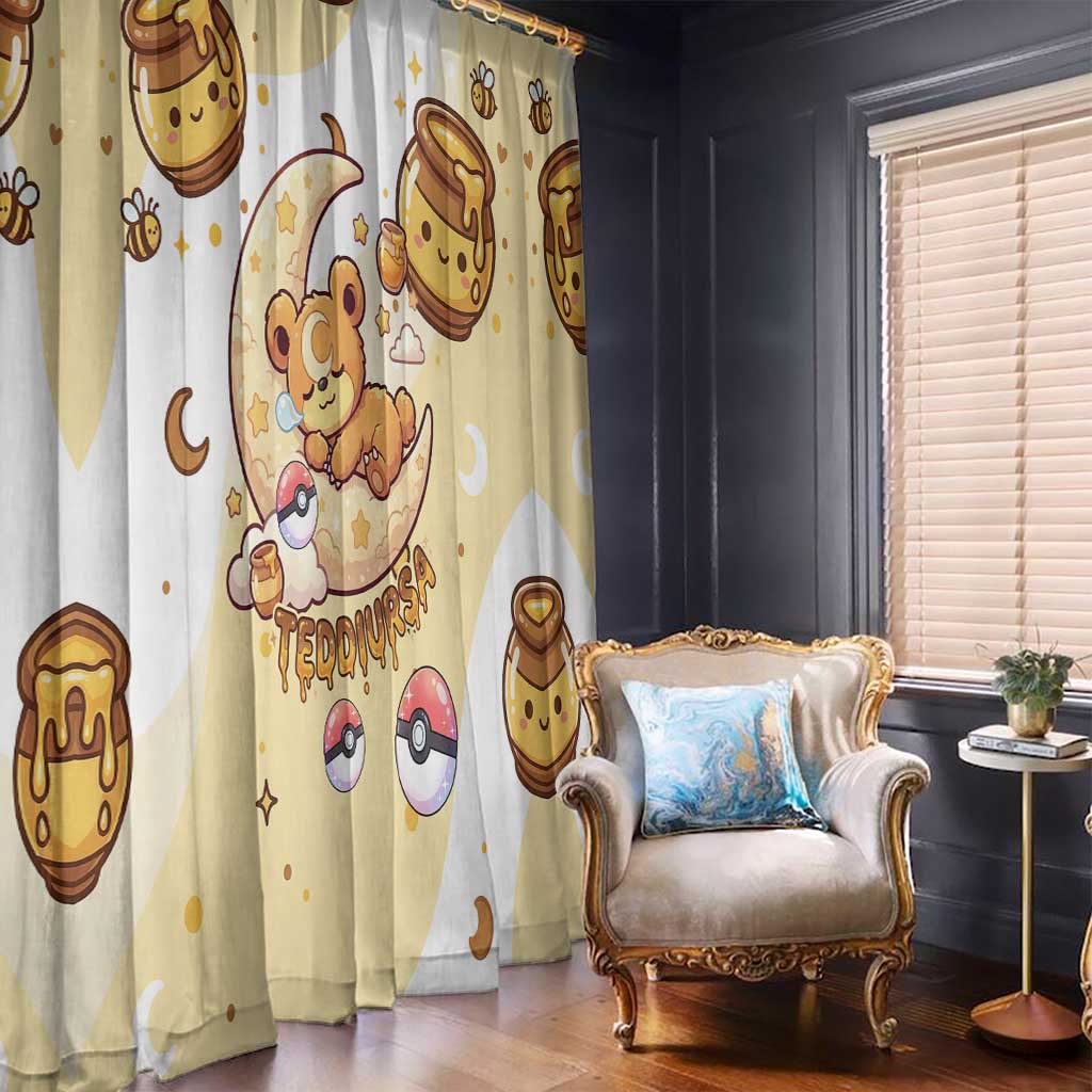 Teddiursa Window Curtain Sweet Honey Moon Kawaii Art