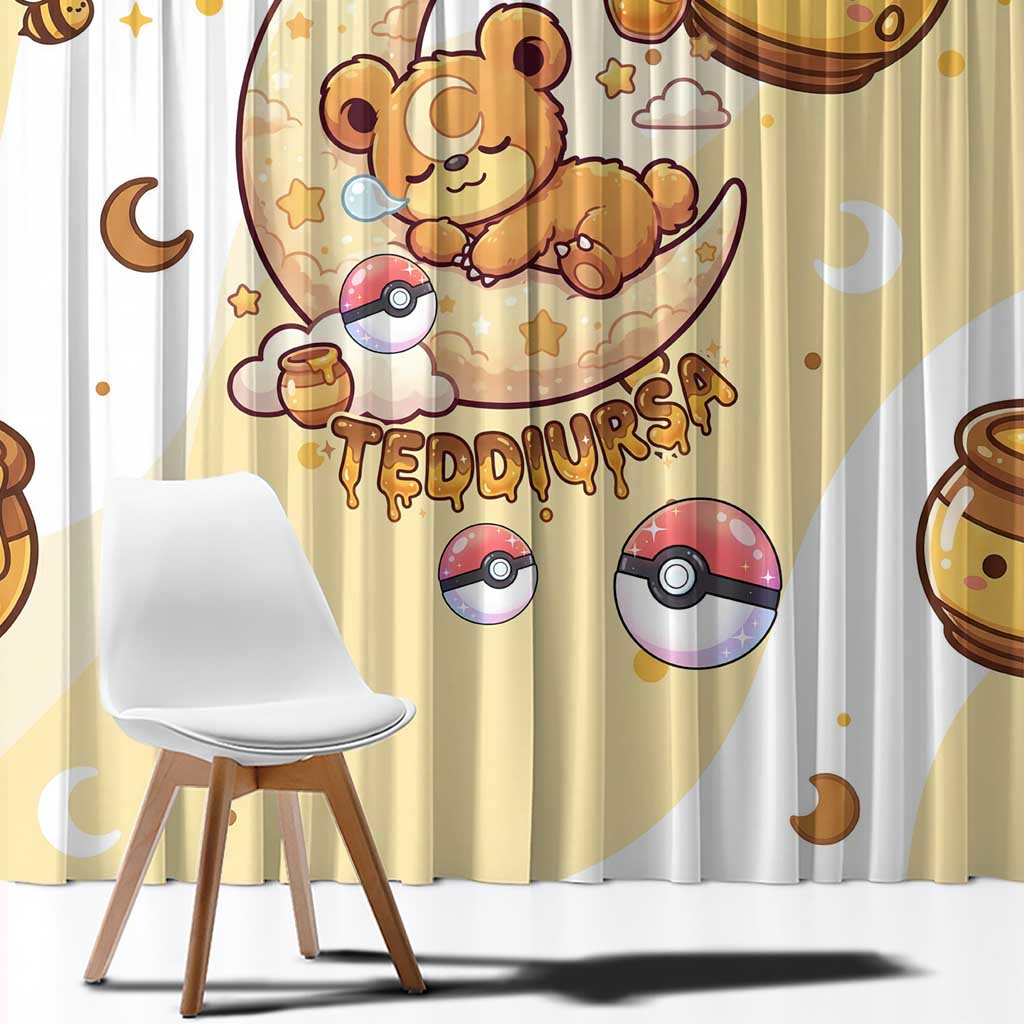 Teddiursa Window Curtain Sweet Honey Moon Kawaii Art