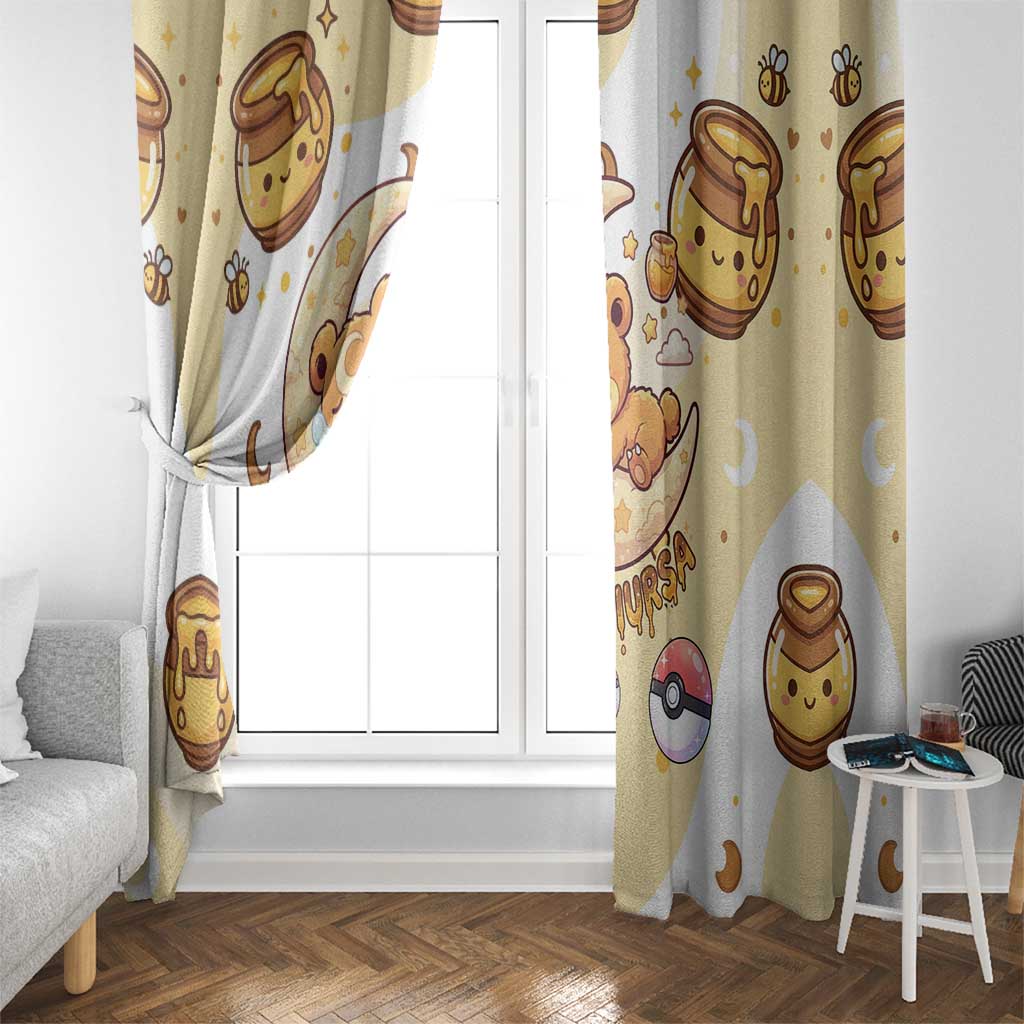 Teddiursa Window Curtain Sweet Honey Moon Kawaii Art