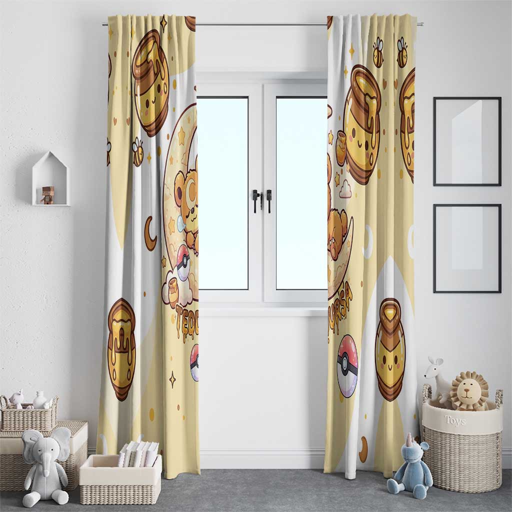 Teddiursa Window Curtain Sweet Honey Moon Kawaii Art