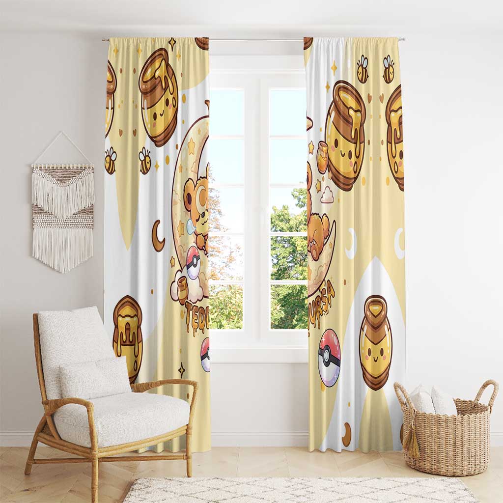 Teddiursa Window Curtain Sweet Honey Moon Kawaii Art