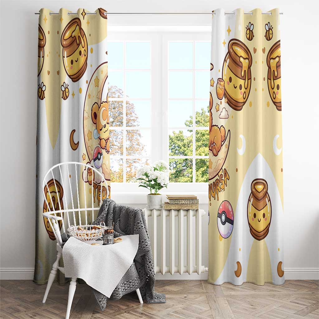 Teddiursa Window Curtain Sweet Honey Moon Kawaii Art