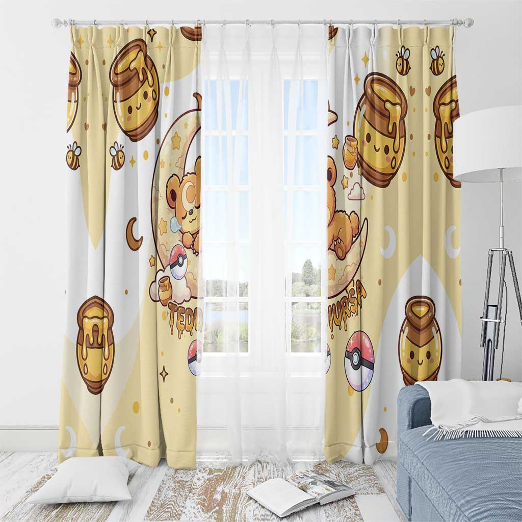 Teddiursa Window Curtain Sweet Honey Moon Kawaii Art